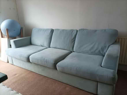 Photo of free Pale blue sofa (Heysham) #1