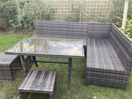 Photo of free Rattan garden sofas and table set (Sawley) #1
