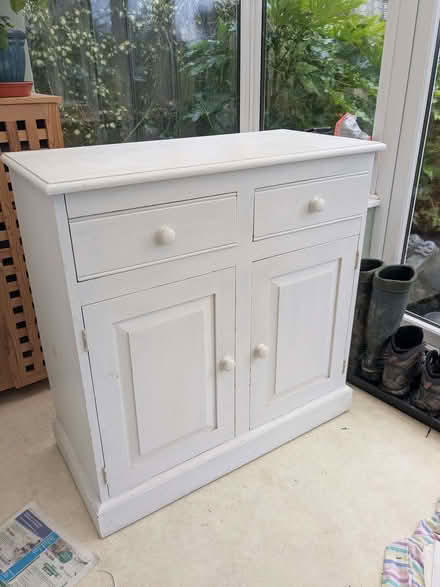 Photo of free Pine Cupboard. Painted white. Good quality wood. (Earwig Corner BN7) #1
