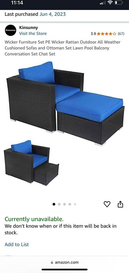 Photo of free Patio wicker rattan chair/ottoman (Mclean (off Kirby Rd)) #2