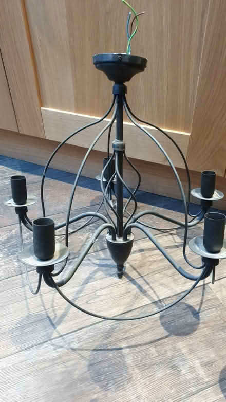 Photo of free chandelier. 5 arms. black metal. two (Dimbles WS13) #3