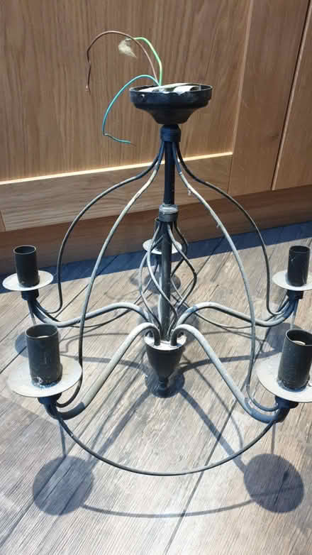 Photo of free chandelier. 5 arms. black metal. two (Dimbles WS13) #2