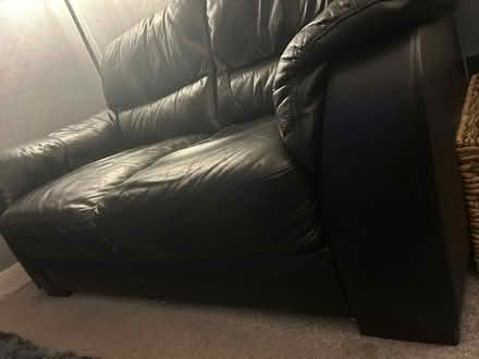 Photo of free Black leather 2 Seater Sofa (Caterham CR3) #1