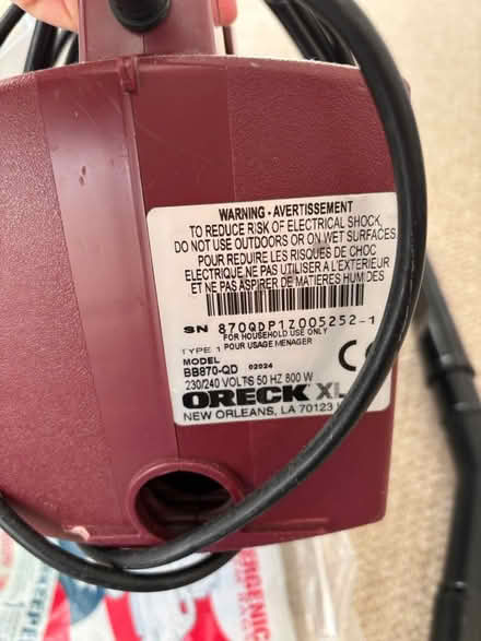 Photo of free Oreck handheld hoover and bags (Oughtibridge S35) #2