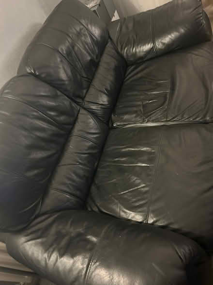 Photo of free Black leather 2 Seater Sofa (Caterham CR3) #3