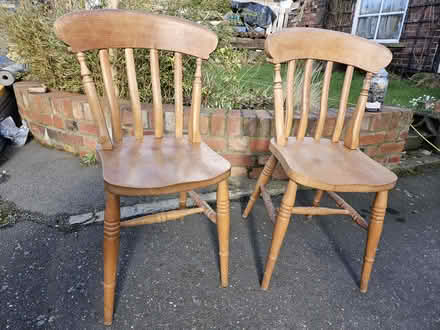 Photo of free Two pine/beech dining chairs (S6 Loxley) #1