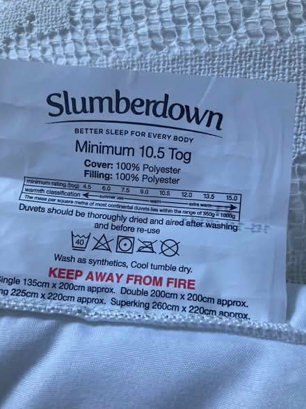 Photo of free Slumberdown King size duvet 10.5 tog (Mickleover DE3) #2