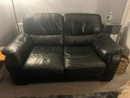 Photo of free Black leather 2 Seater Sofa (Caterham CR3) #4