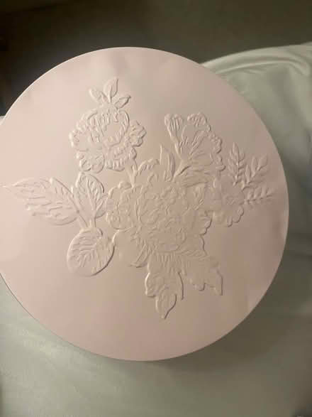 Photo of free Pink circular tin with floral embossing (Emscote Mill CV34) #1