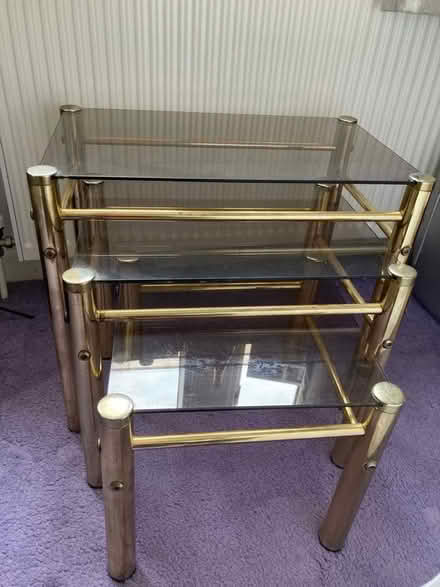 Photo of free Nest of tables - Brass and Glass (HD3 Huddersfield) #1