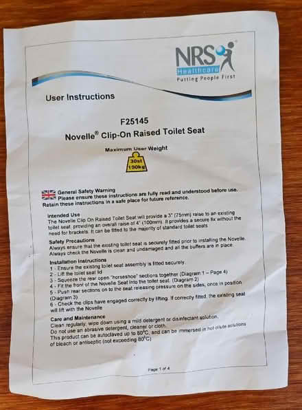 Photo of free Novelle Raised Toilet Seat (brand new, unused) (Emsworth PO10) #2