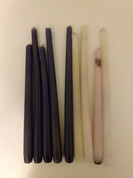 Photo of free 9 Used Taper Candles Blue and White (Chestnut Hill, Newton) #1