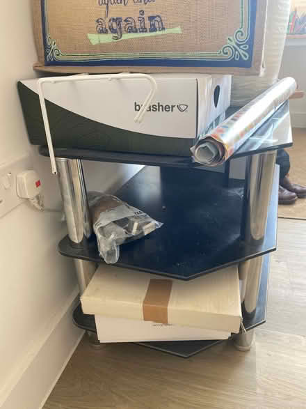 Photo of free Black glass tv stand (Hatfield AL10) #1