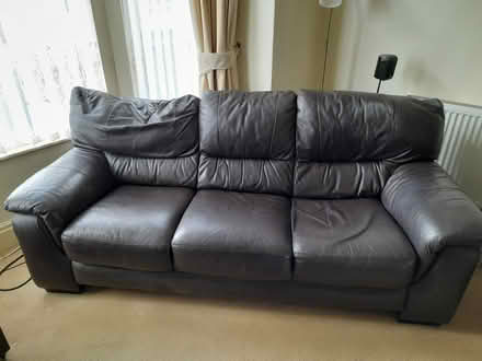 Photo of free Brown leather settee and chair (Hull near Bilton HU11) #2