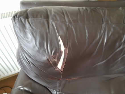Photo of free Brown leather settee and chair (Hull near Bilton HU11) #4