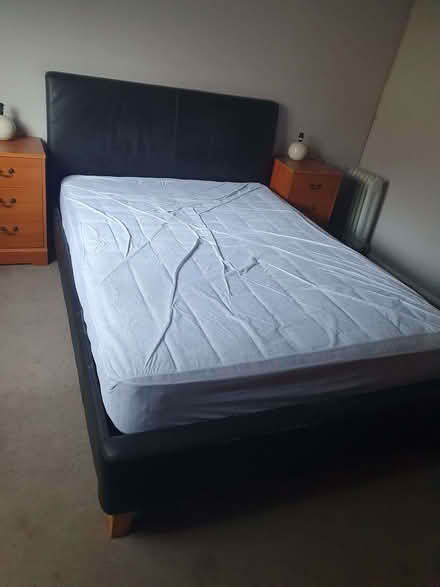 Photo of free King size leather bed and mattress (Lewsey Farm LU4) #1