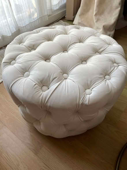 Photo of free Cream coloured velvet ottoman / footstool (Seven Dials BN1) #1