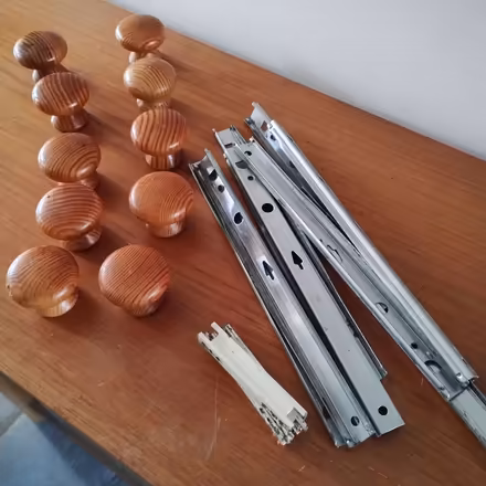 Photo of free 10 Pine Knob Handles & Drawer Sliders (Rayleigh SS6) #1