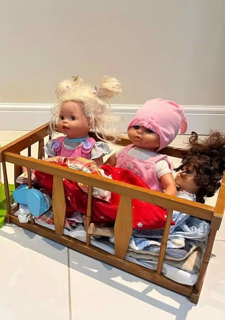 Photo of free Well loved dolls and wooden crib (Knowle B93) #1