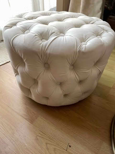 Photo of free Cream coloured velvet ottoman / footstool (Seven Dials BN1) #2