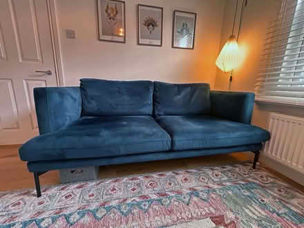 Photo of free 3-seater Blue Velvet Sofa (Twickenham TW2) #3