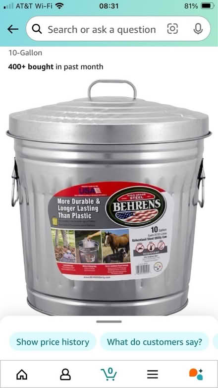 Photo of Galvanized steel trash can with lid (NW Santa Rosa nr. Finley Ctr.) #1