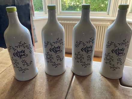 Photo of free Four ceramic Norfolk Gin bottles. (Eltisley PE19) #1