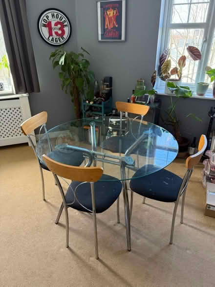 Photo of free Glass table and four chairs (Lichfield WS14) #1