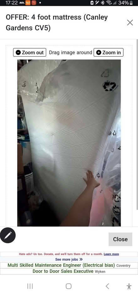 Photo of free 4 foot mattress (Canley Gardens CV5) #1