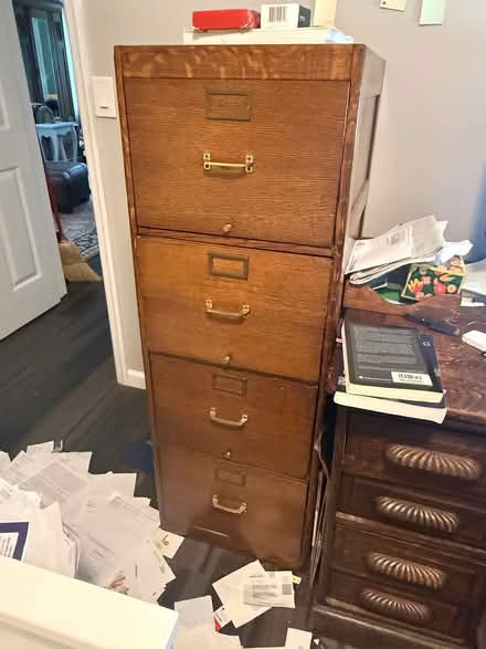 Photo of free Wood filing cabinet (07758) #1