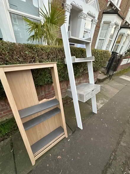 Photo of free desk with shelves ladder and unit (Se6 2ha) #3