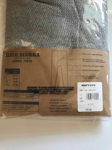 Photo of free Thermal pants in unopened wrapper (Near Mountain View Ca) #2