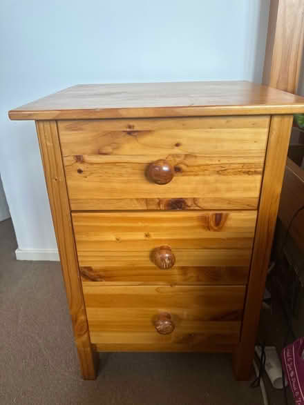 Photo of free Pine wood 3 drawers bedside locker (BR3) #1