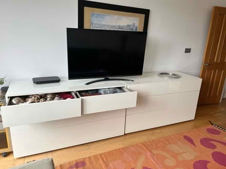 Photo of free Pair of white gloss chest f drawers (Sw20 0sb) #2
