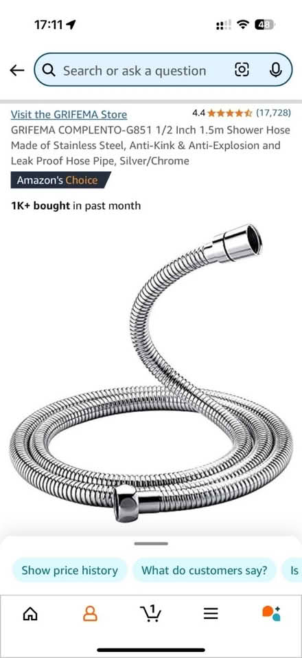 Photo of free 1.5m shower hose (Chelmsford CM2) #1