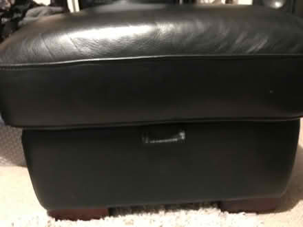 Photo of free Black leather pouffe with storage (Lostock Hall PR5) #1