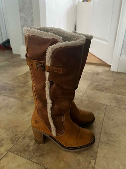 Photo of free Size 6 (adult) suede boots (SK8 Gatley) #1