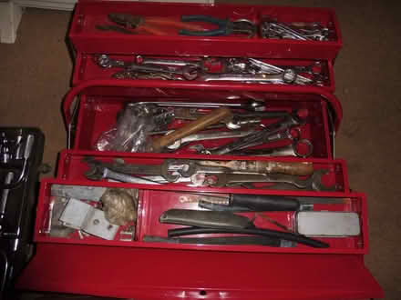 Photo of free Red tool box with various tools (Coley RG1) #1
