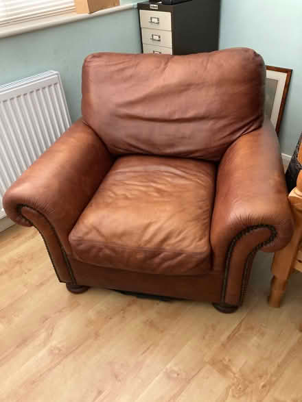 Photo of free Leather arm chair, useable but in need of internal repair (Nailsea BS48) #1