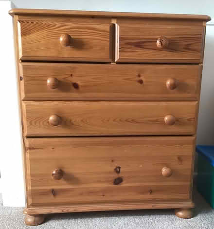 Photo of free Pine chest of drawers - 5 drawer (Crookes S10) #1