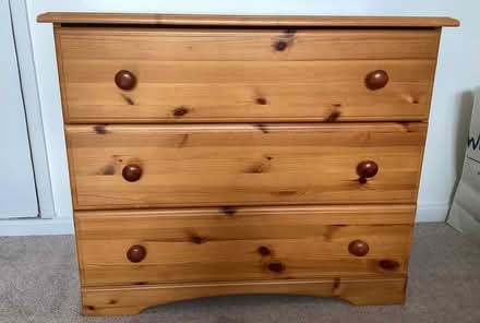 Photo of free Pine chest of drawers - 3 drawer (Crookes S10) #1