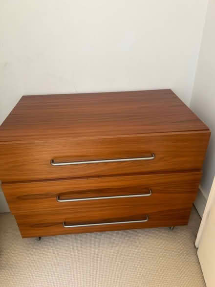 Photo of free Three drawer chest of drawers (Sw20 0sb) #1
