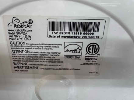 Photo of free Rabbit (brand) Air Filtering Unit (Orinda) #1