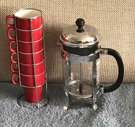 Photo of free Cafetière and 6 Coffee Cups in Stand (Willaston CH64) #1