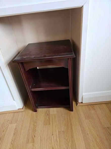 Photo of free Small dark solid wood side table (Bengeo SG14) #1