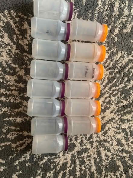 Photo of free 14 Plastic screw top jars (Culcheth WA3) #1
