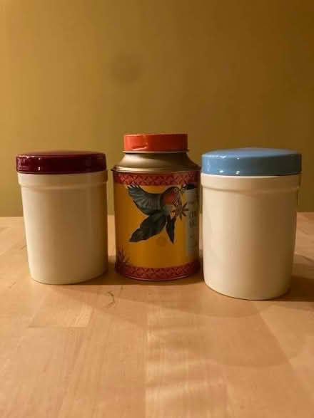 Photo of free 3 Containers - 2 ceramic, 1 metal (Heath & Reach LU7) #1