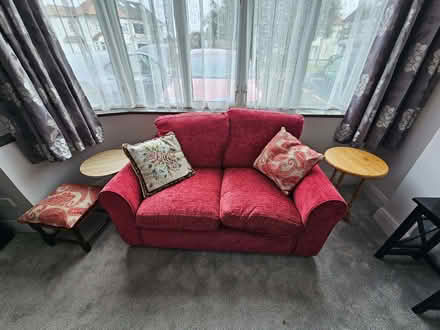 Photo of free 2 seater sofa in red (Bengeo SG14) #1