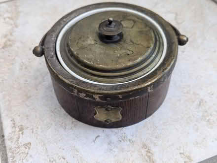 Photo of free Vintage Brass Ceramic And Wooden? Pot? (CT15) #3
