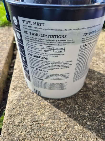 Photo of free Wickes Vinyl Matt Emulsion Paint - Falling Feather (Lye Valley OX3) #2